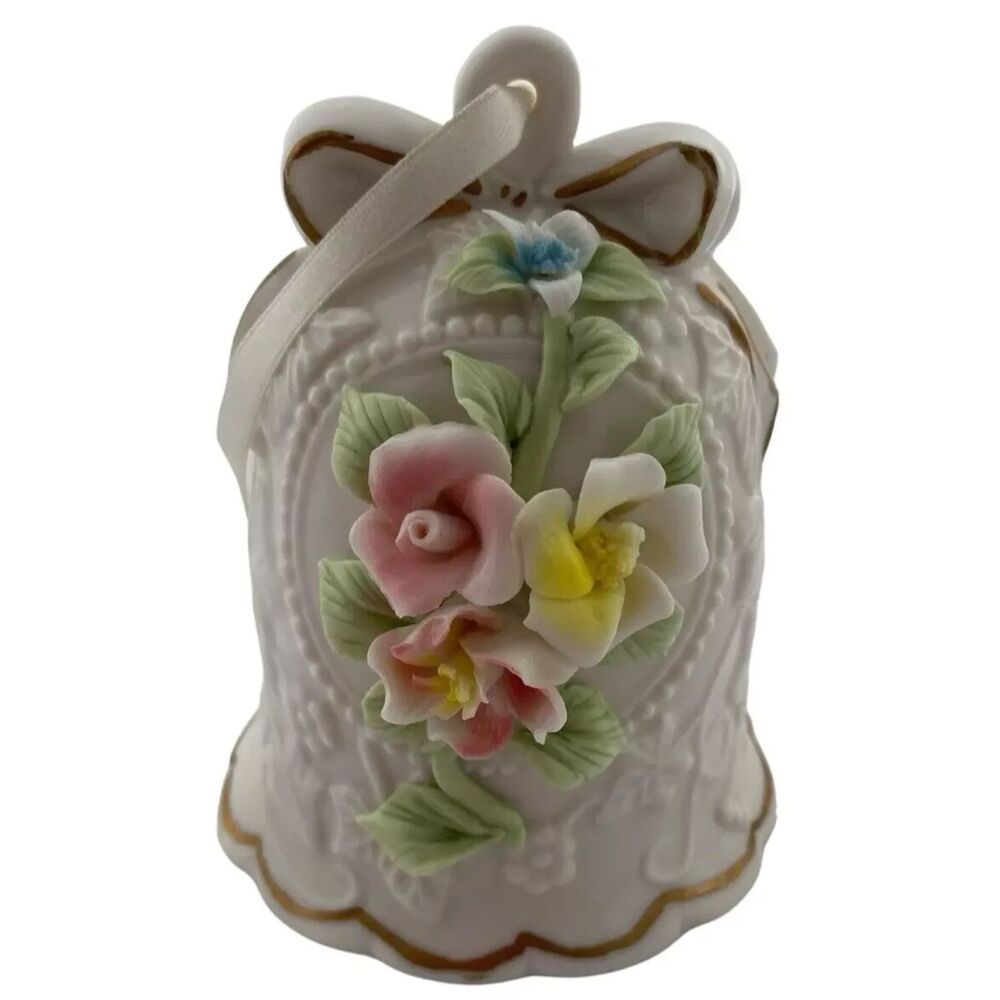 VTG Floral Bells Porcelain Ceramic French Country